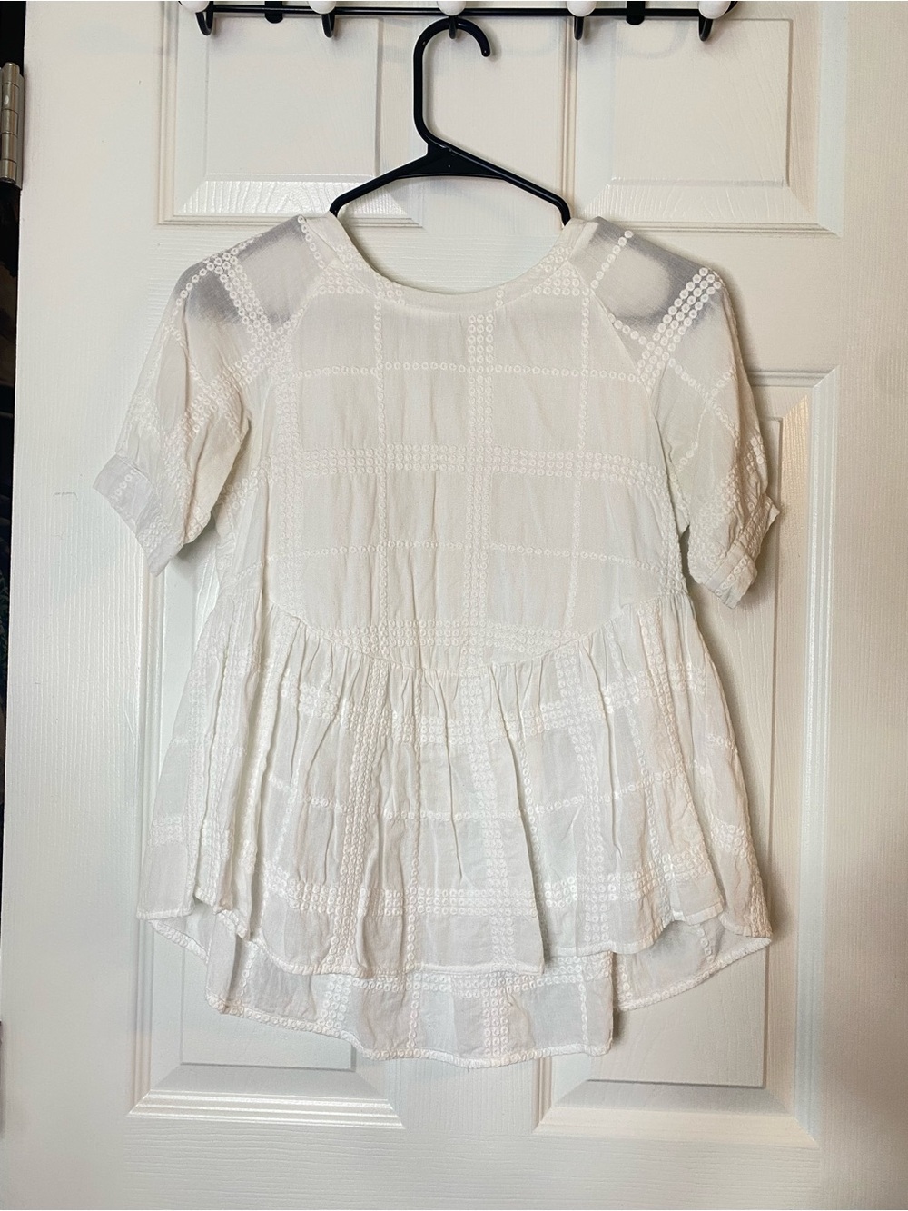 bohme White Peplum Short-Sleeve Tunic Top